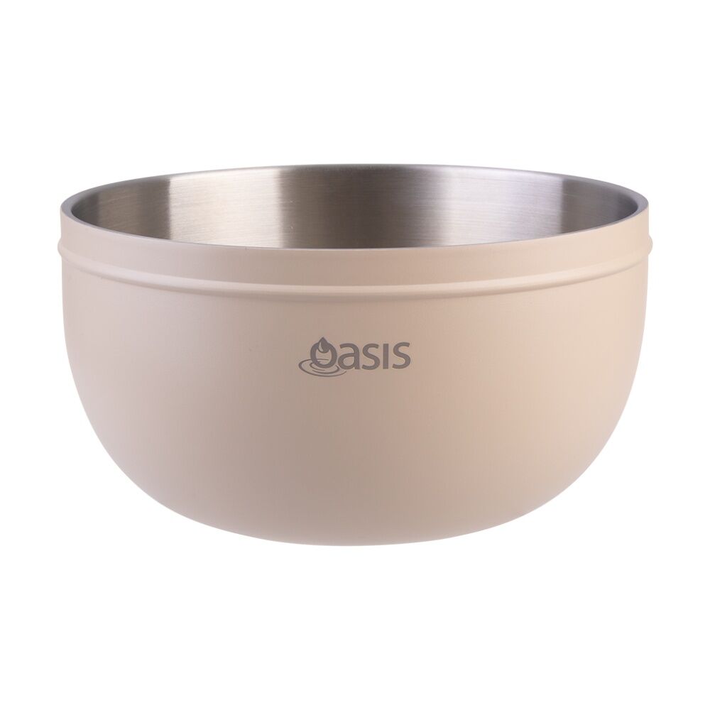 Oasis Stainless Steel Double Wall Insulated Salad Bowl With Lid Oat 2.8L Oasis — image 3