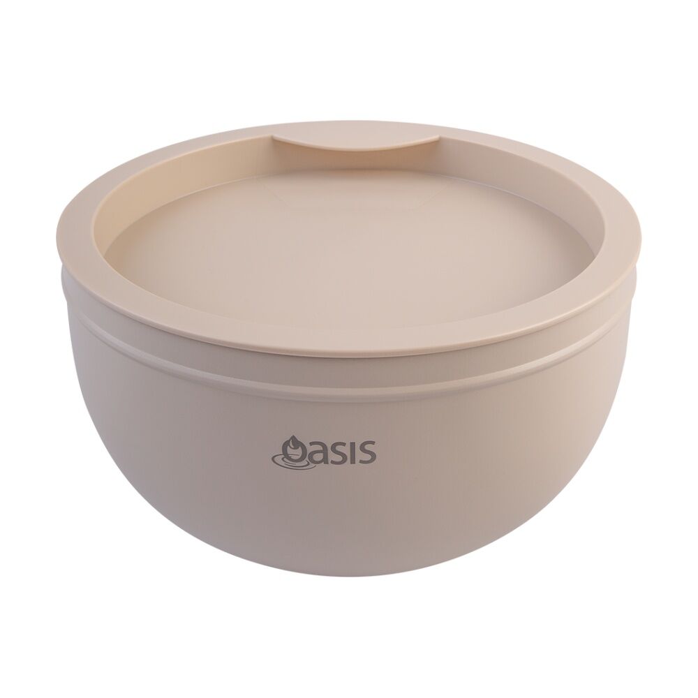 Oasis Stainless Steel Double Wall Insulated Salad Bowl With Lid Oat 2.8L Oasis — image 6