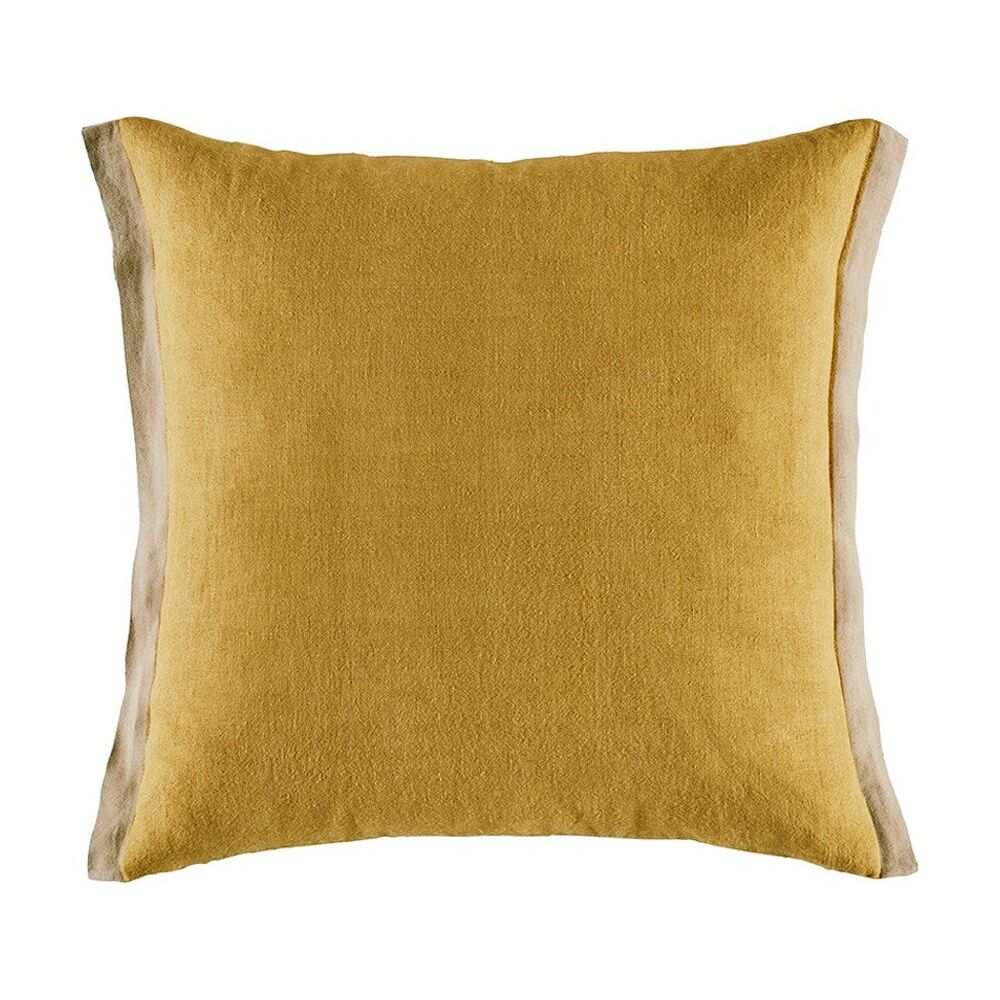 Kas Australia Belrose Cushion Linen Flange Mustard 50x50cm Kas Australia