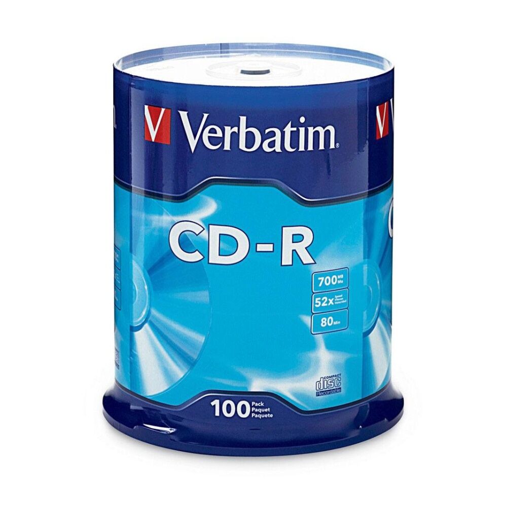 Verbatim CD-R Recordable Spindle 52x Speed Blank Discs 700MB/80min (100 Pieces)