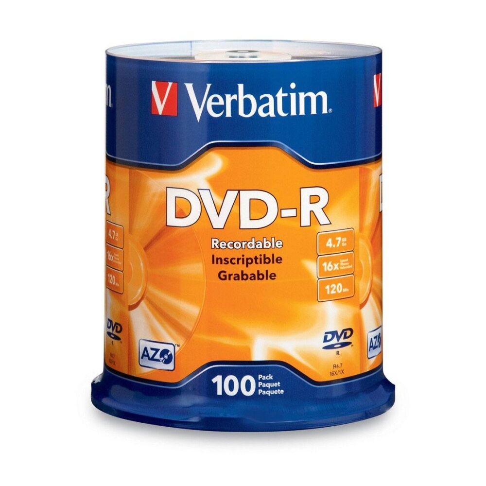 Verbatim DVD-R Spindle 16x Speed Blank Discs 4.7GB/120min (100 Pieces)