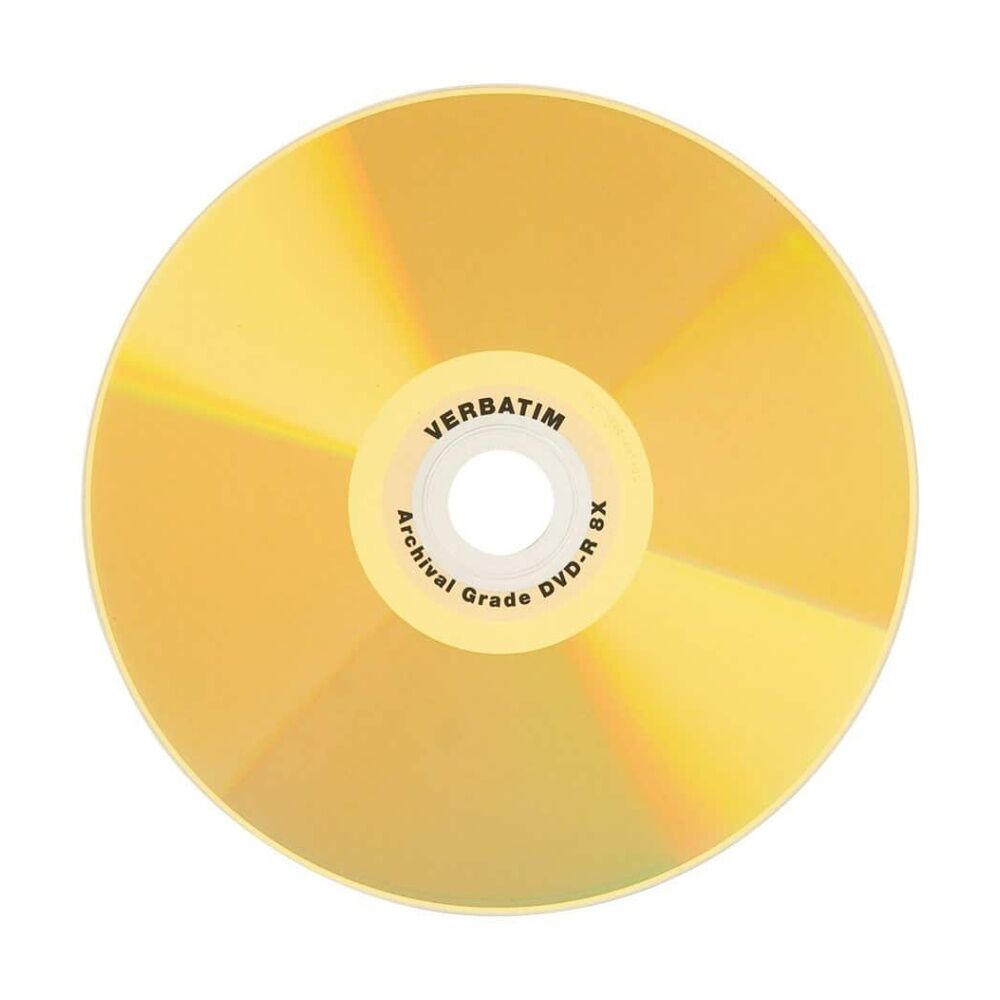 Verbatim 50pc Verbatim DVD-R Gold Archival Grade Hard Coat 8x Speed Bank Discs 4.7GB (2 Pack) — image 3