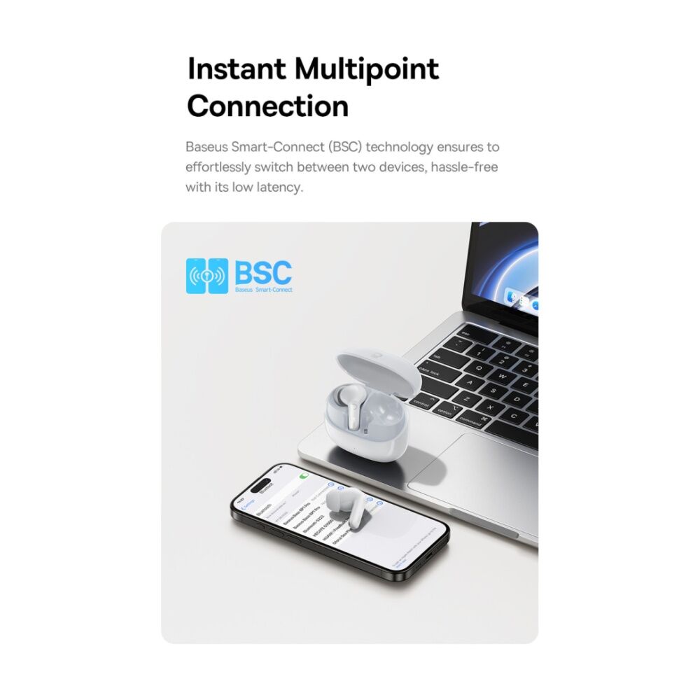 Baseus Moon White BP1 Pro Active Noise Cancelling Wireless In-Ear Earbuds — image 10