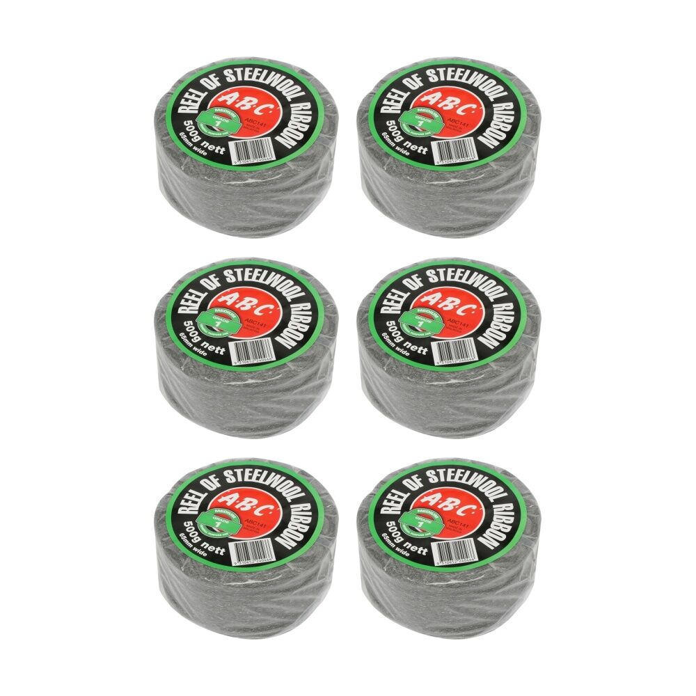 Abc 12pc ABC 500g Home Professional Cleaning Steel Wool Reels Grade 1 (6 Pack)