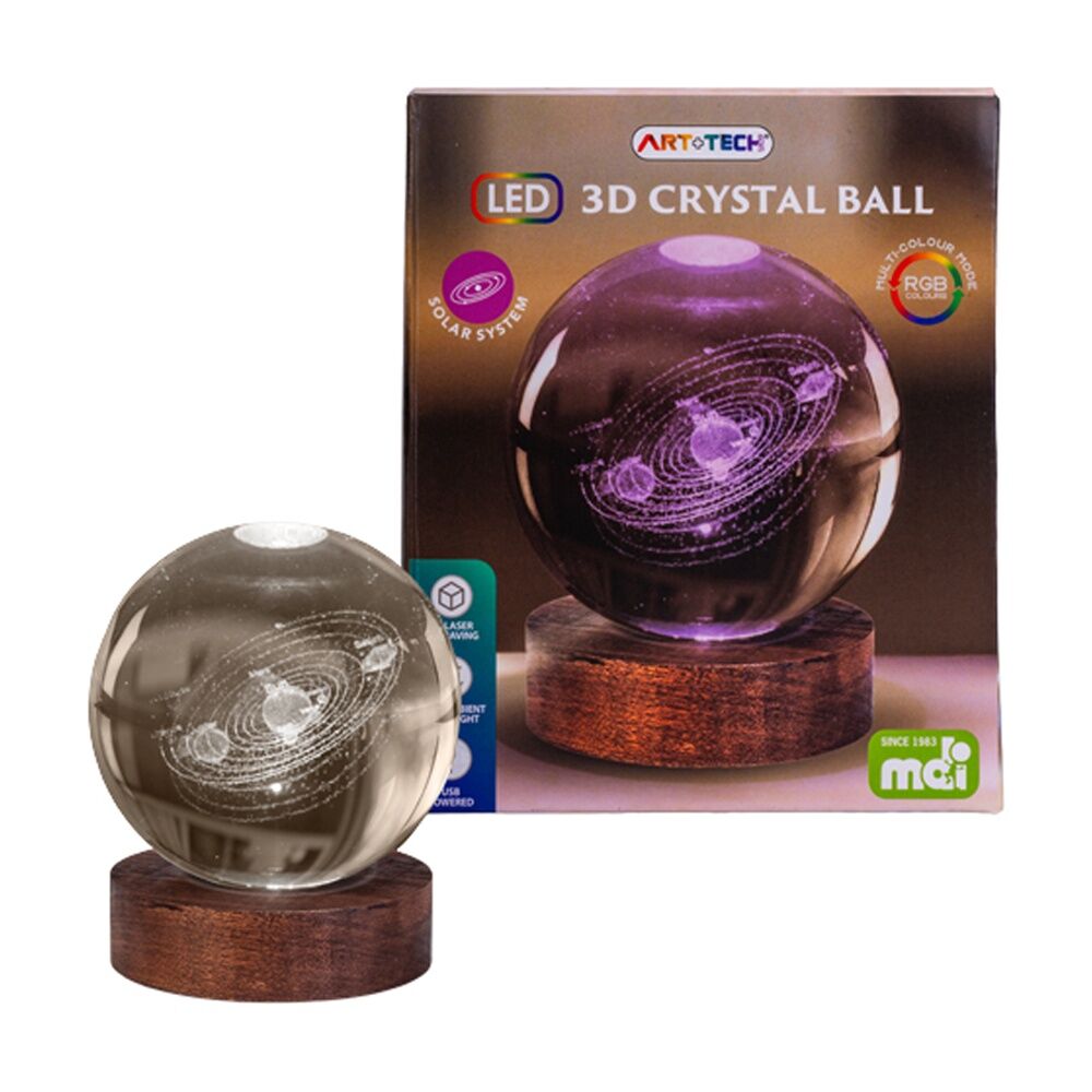 Art + Tech Solar System 3D Crystal Ball Colour Changing Lamp USB Powered — image 2