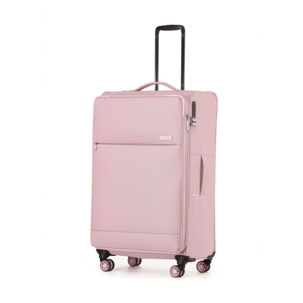 Tosca So Lite 79cm Large Case Blush Pink Hard Shell Rolling Suitcase With Telescopic Handle Multiple Wheels For Easy Manoeuvrability Front Zippered