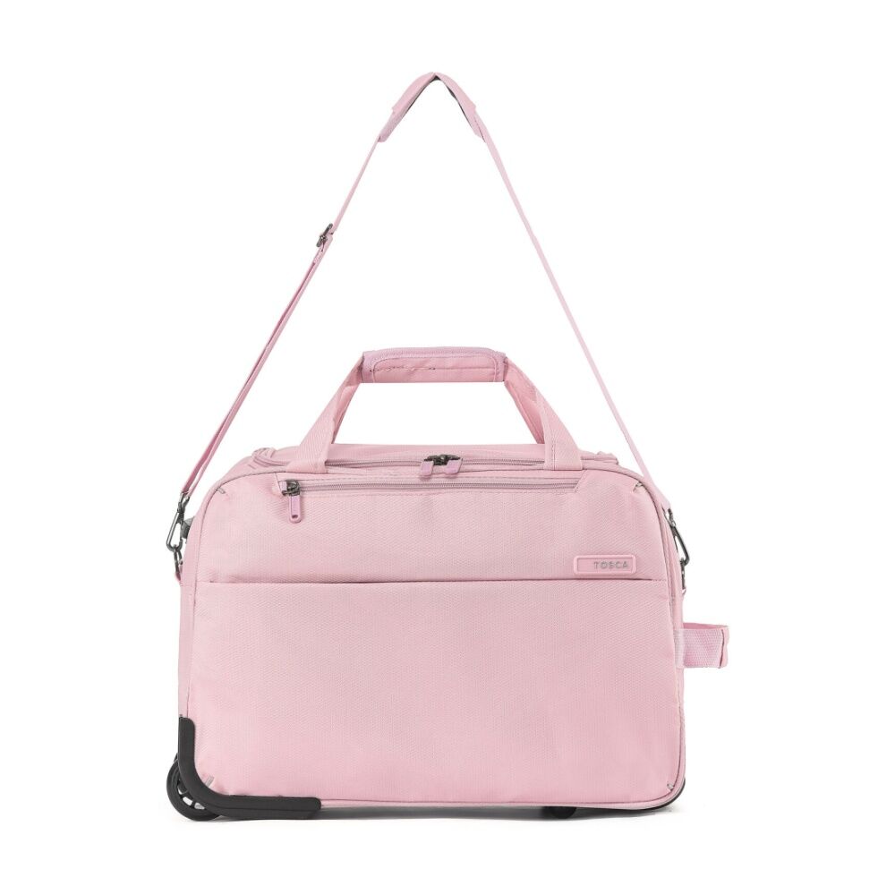 Tosca So Lite Onboard Wheel Bag Blush Fabric Compact Rolling Suitcase With Telescopic Metal Handle Multiple Zippered Compartments Small Wheels For — image 2