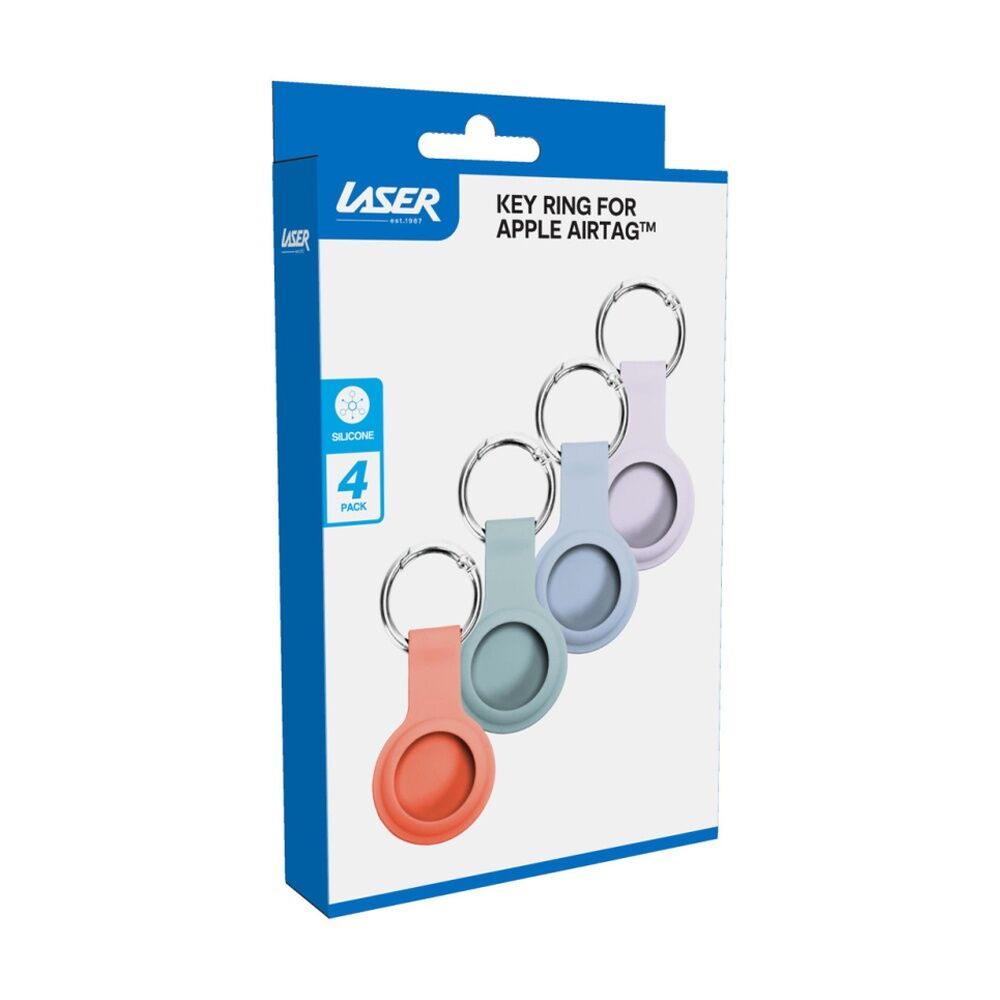 Laser AirTag Silicone Keyring Soft Pastel Durable Protection Multicolour (4 Pieces)