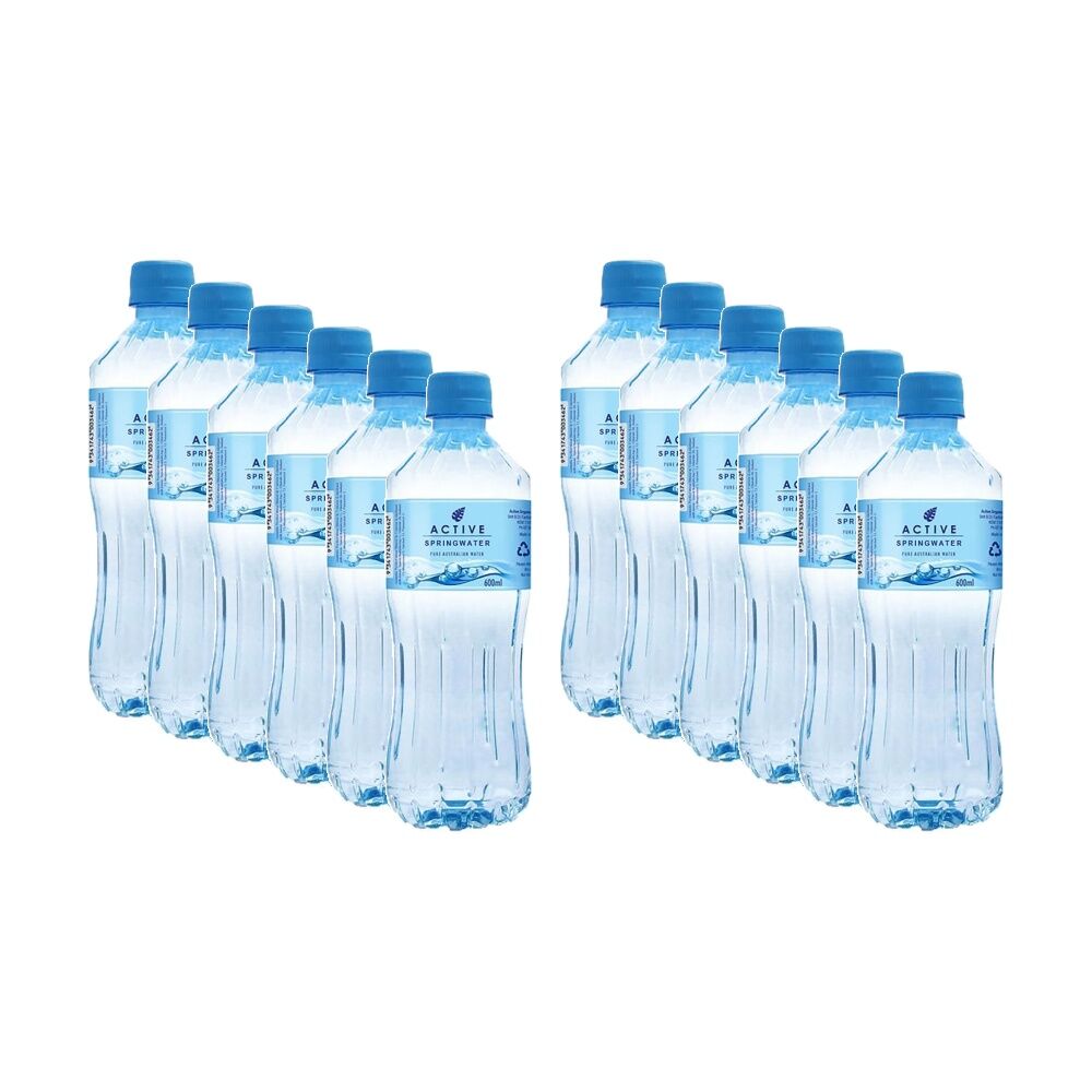 Active Still Spring Water Pure Australian 600ml Drink Bottle (12 Pack)