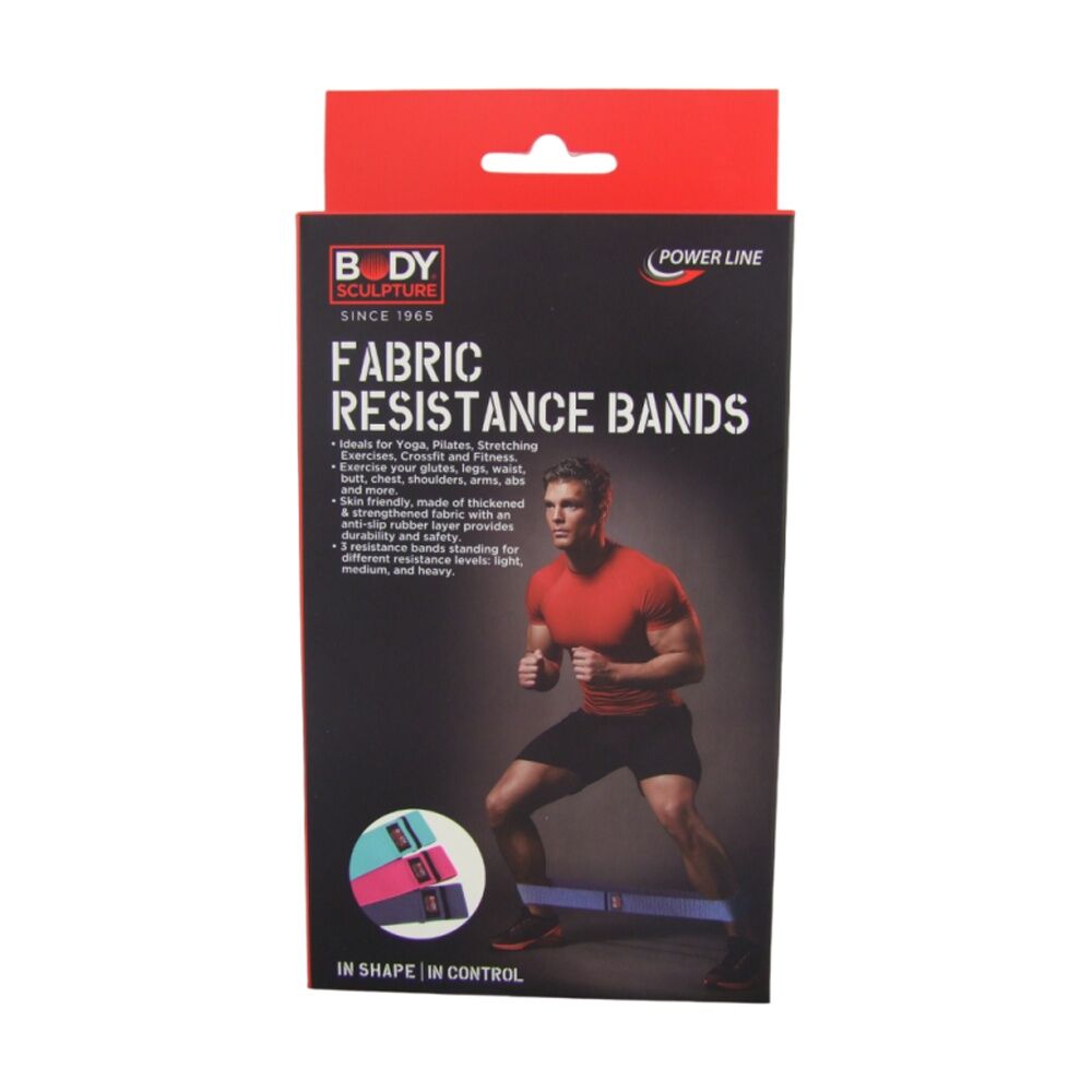 Body Sculpture 3pc Body Sculpture Fabric Fitness Resistance Bands w/ 3 Levels S/M/L (2 Pack) — image 2