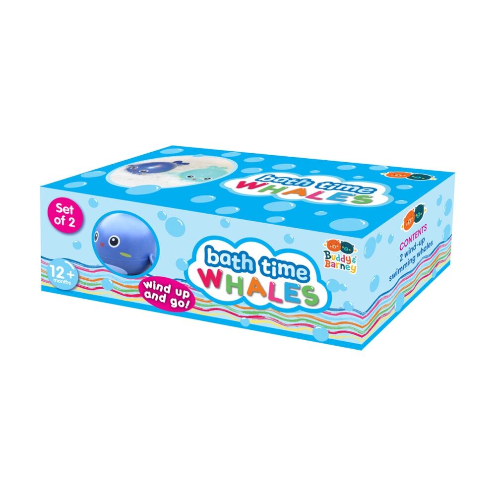 Buddy & Barney 2pc Buddy & Barney Bath Time Wind Up Whales Plastic Kids Toy 12m+ (2 Pack) — image 2