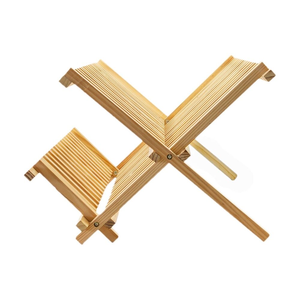 G&S Wooden Dish Rack Natural Wood Kitchen Drying Organiser Set 42cm G&S — image 2