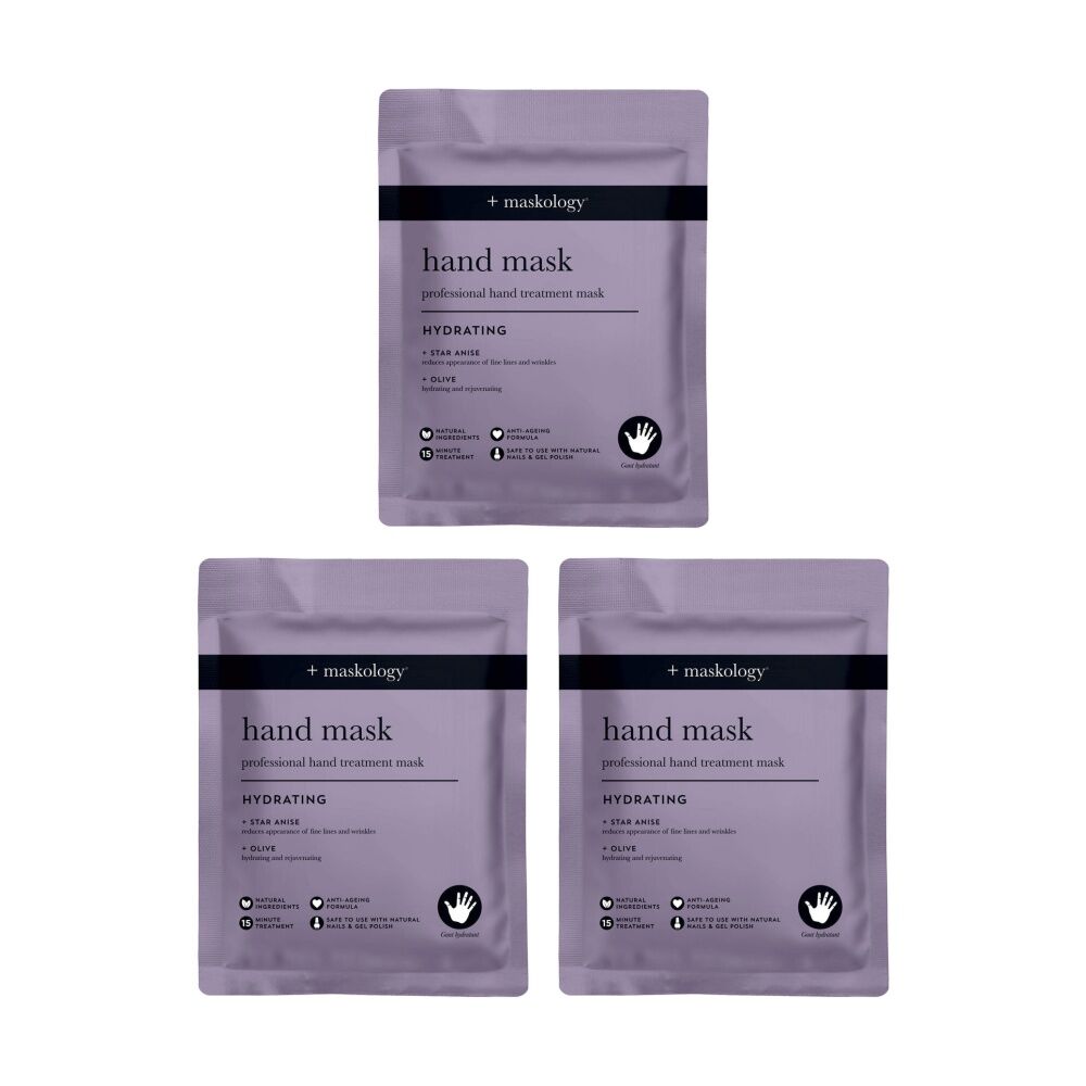 Maskology Hand Mask Professional Treatment Hydrating Anti-Ageing (3 Pack)