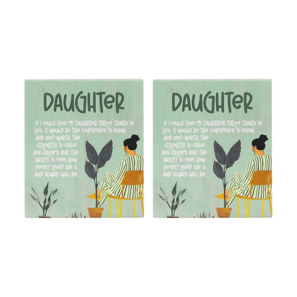 Splosh Billie Daughter Verse Ceramic w/ Hook & Stand Green 12x14x1cm (2 Pack)