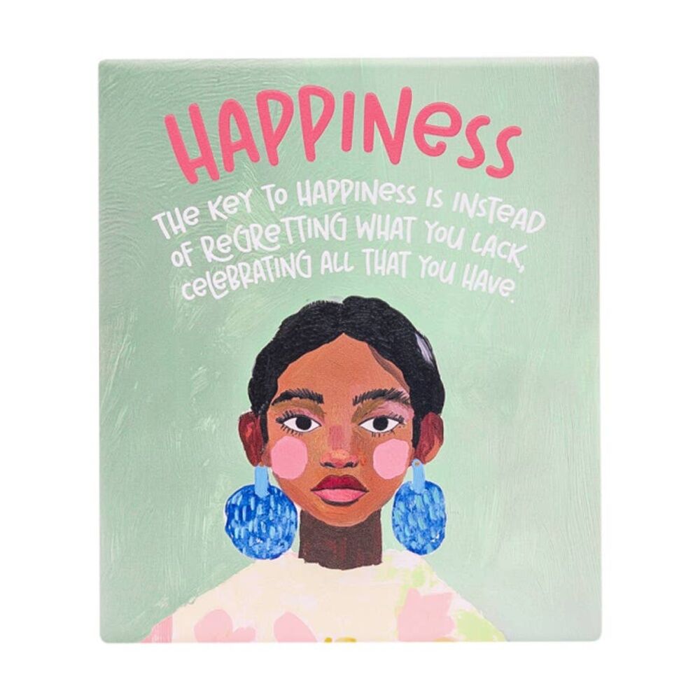 Splosh Billie Happiness Verse Ceramic Verse With Embossed Design Stand And Hanging Hook On-Trend Vivid Colour Palette 12x14x1cm Green Blue Ceramic