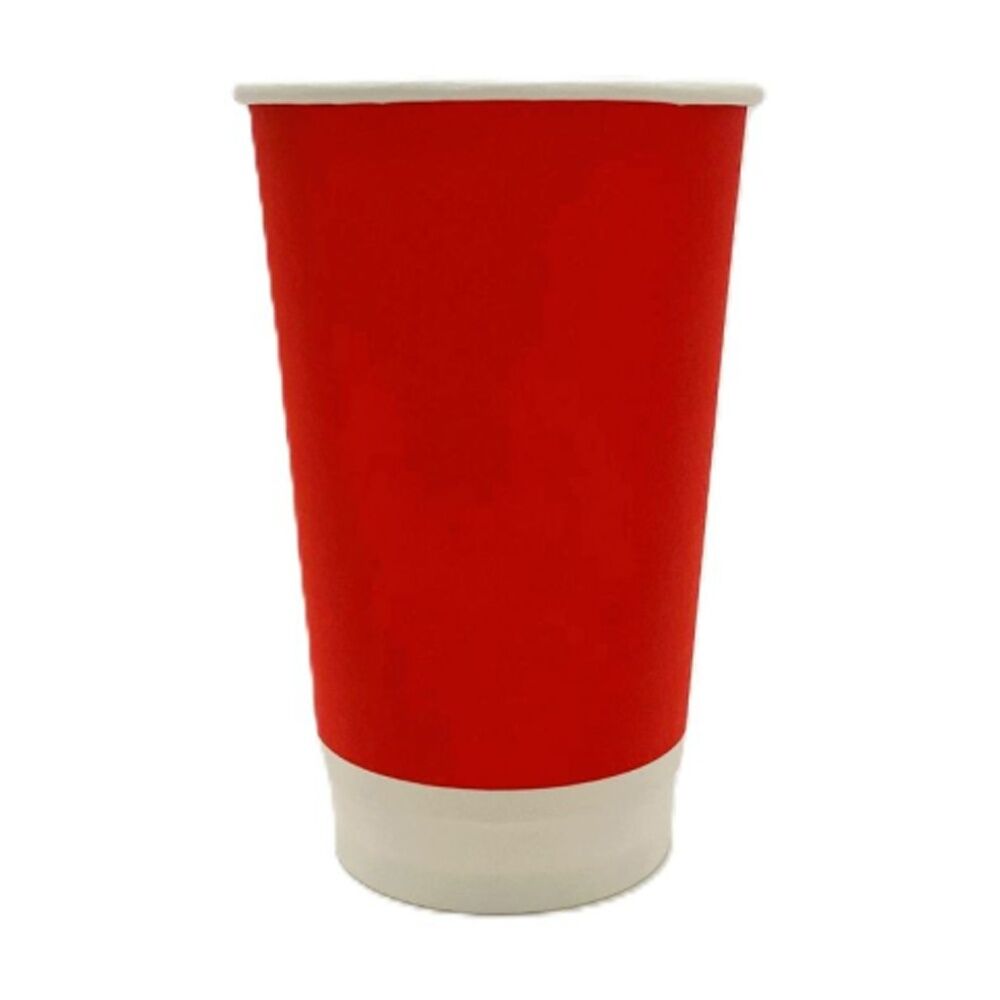 Partyware FSC PLA Single Wall Paper Cups Set Disposable 450ml Red (15 Pieces)
