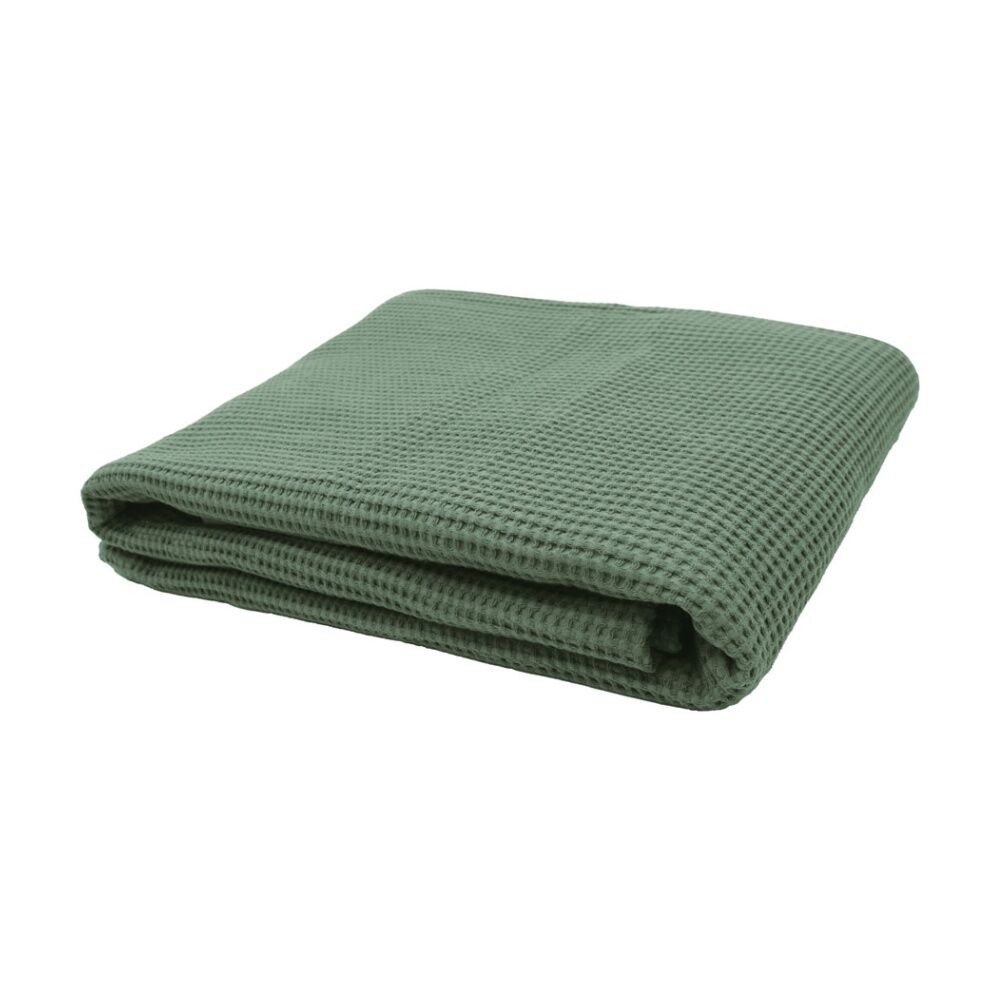 Bambury Milo Waffle Weave Cotton Throw Blanket Soft Textured 130x200cm — Juniper