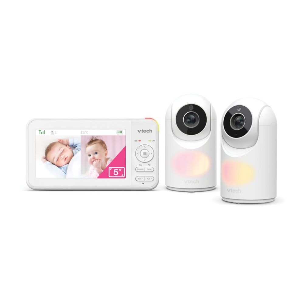 Vtech BM5650N 2-Camera Pan And Tilt Video And Audio Baby Monitor - 5 Inch Colour Parent Unit With High Capacity Battery - Infra-Red Night Vision -