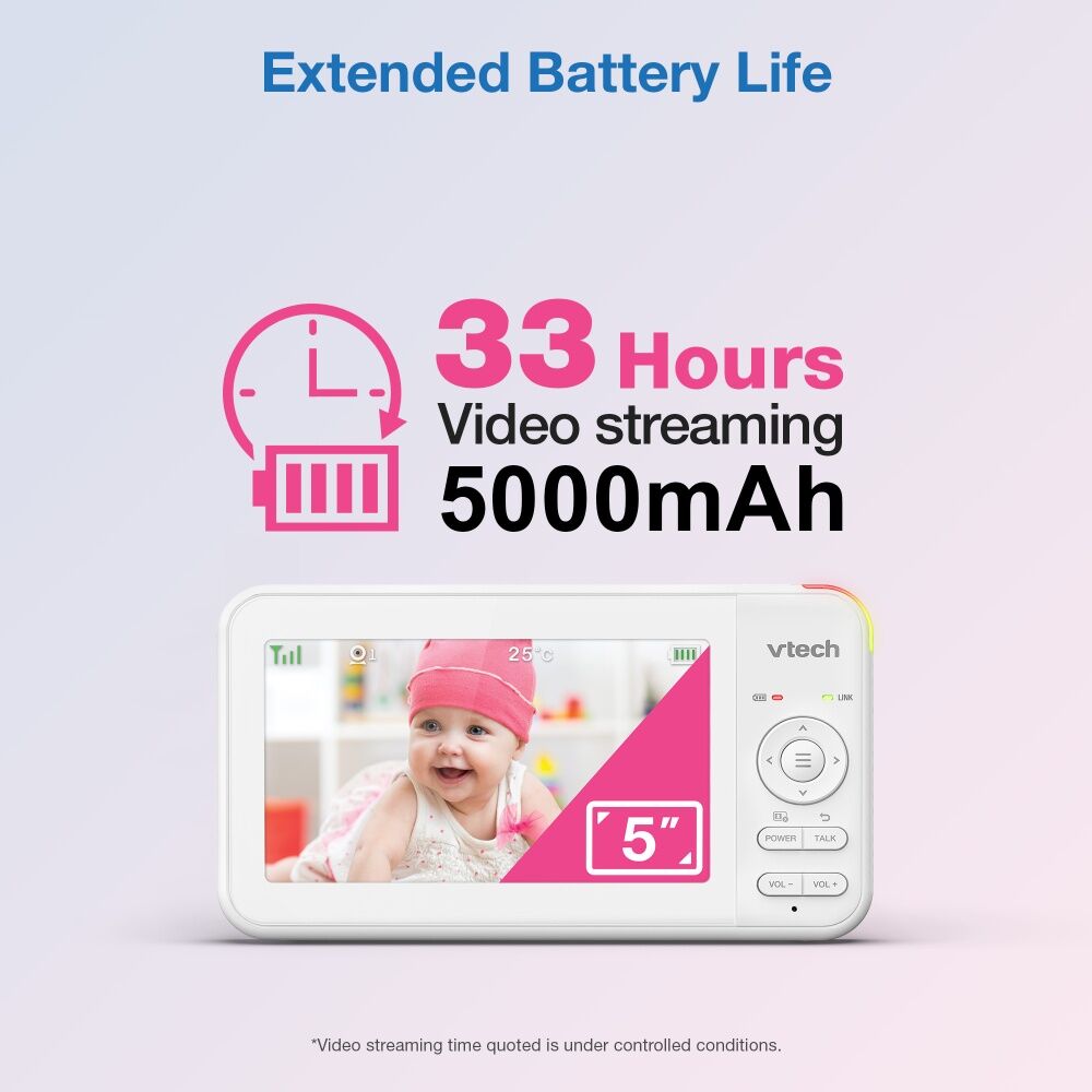 Vtech BM5650N 2-Camera Pan And Tilt Video And Audio Baby Monitor - 5 Inch Colour Parent Unit With High Capacity Battery - Infra-Red Night Vision - — image 2
