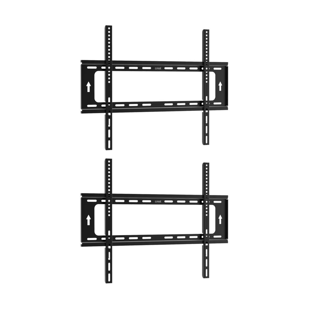 Crest Fixed TV Mount Fits 37 To 90 Inch Holds 100kg High-Grade Steel Black (2 Pack)