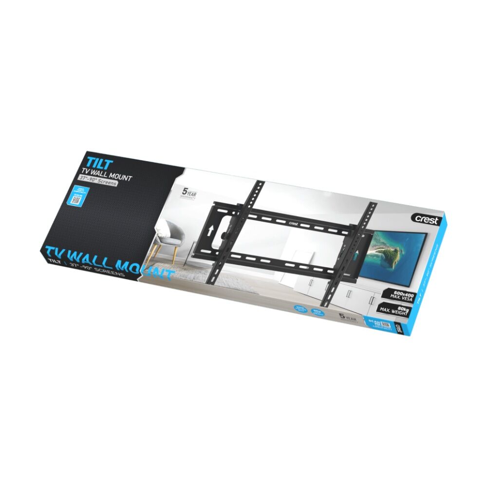 Crest Tilt Action Adjusting TV Wall Mount For 37 to 90 Inch Holds 80kg Black Crest — image 2