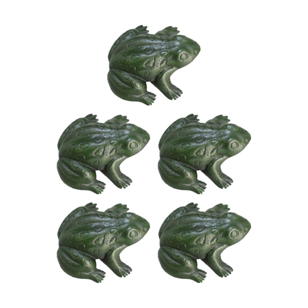 Bronrob Cast Iron Green Frog Ornament Outdoor Garden Decor 9x9x4.5cm (5 Pack)
