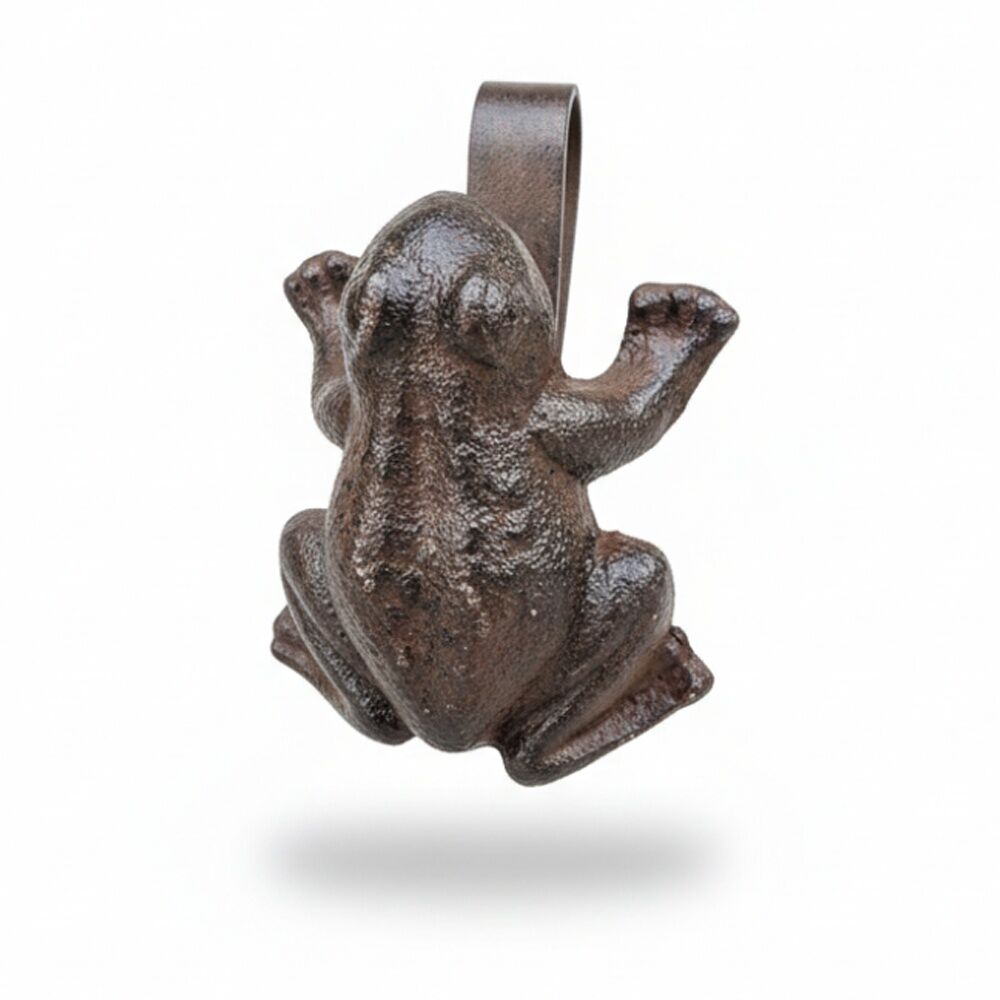 Bronrob 7x5.5x4cm Cast Iron Rustic Brown Garden Frog Pot Hanger