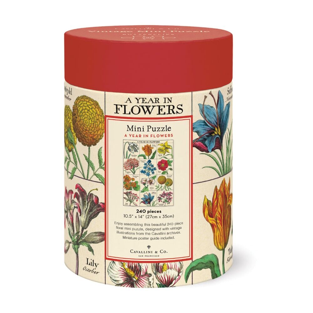 Cavallini Mini Puzzle a Year In Flowers Vintage Botanical Art (240 Pieces) — image 3