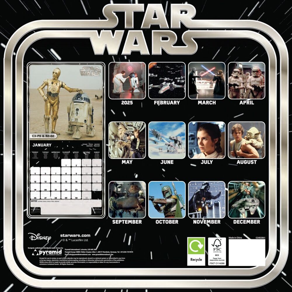 Star Wars 30x30cm Classic 2026 Square Wall Calendar Room Decor — image 2
