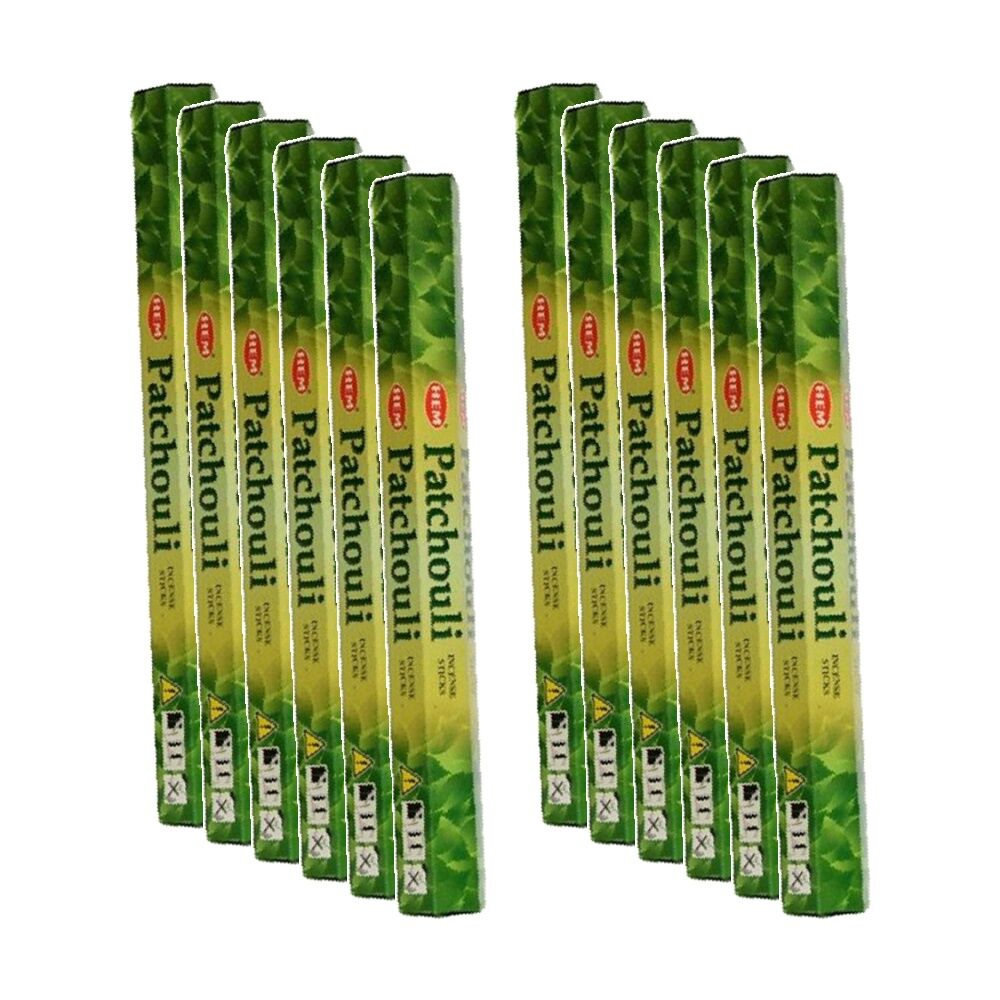 Hem Home Fragrance Scented Smelling Incense Sticks Packet Set Patchouli (12 Pack)