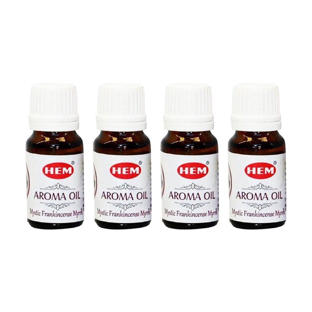 Hem Home Fragrance Scented Smelling Oil Bottle 10ml Mystic Frankincense Myrh (4 Pack)