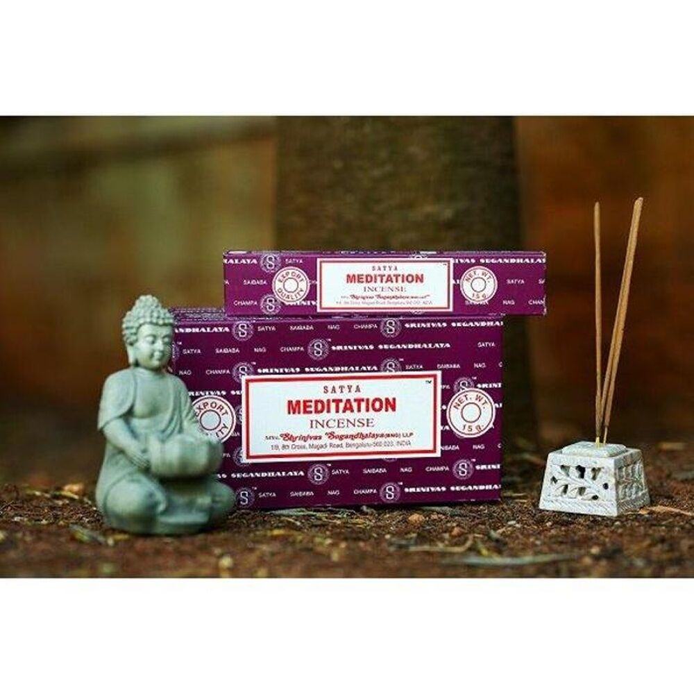 Satya 15gm Meditate Home Fragrance Scented Incense Sticks Packet Set — image 2