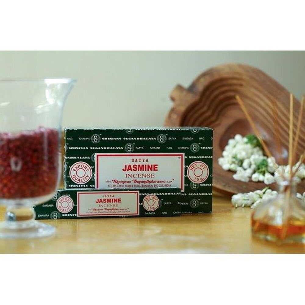 Satya Home Fragrance Scented Incense Sticks Packet Set 15gm Jasmine (12 Pack) — image 3