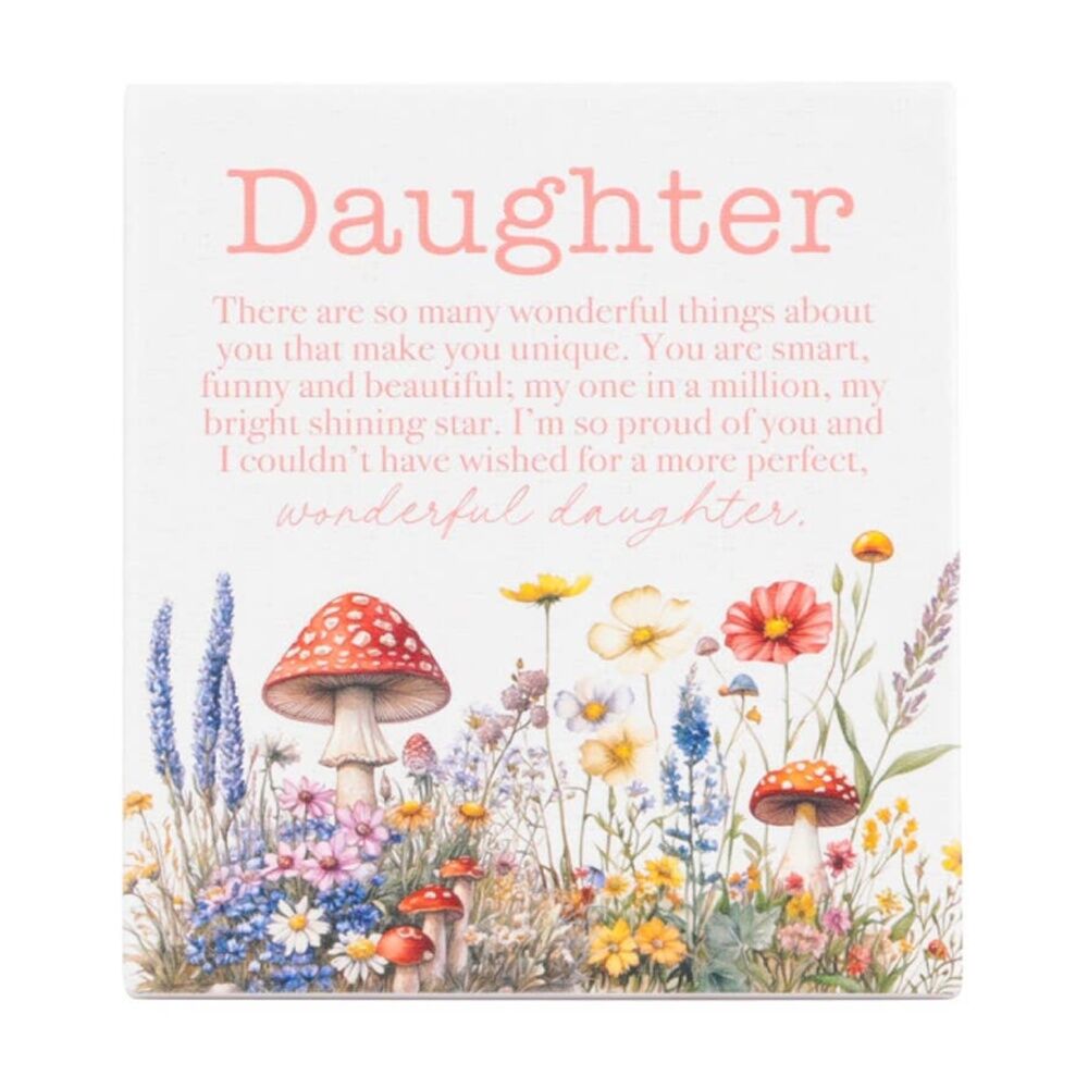 Cottage Grove Daughter Verse - Embossed Ceramic Decorative Plaque With Stand And Hook - Pink And White - 12x14x1cm Pink White 12x14x1cm