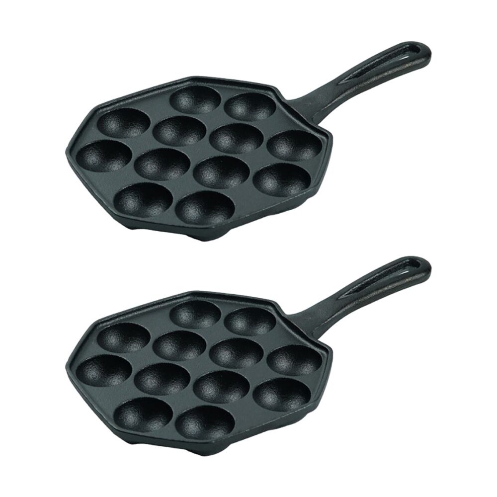 G&S Cast Iron Pre-Seasoned Kitchen Gem Scone Pan w/ 12 Baking Moulds 16.5cm (2 Pack)