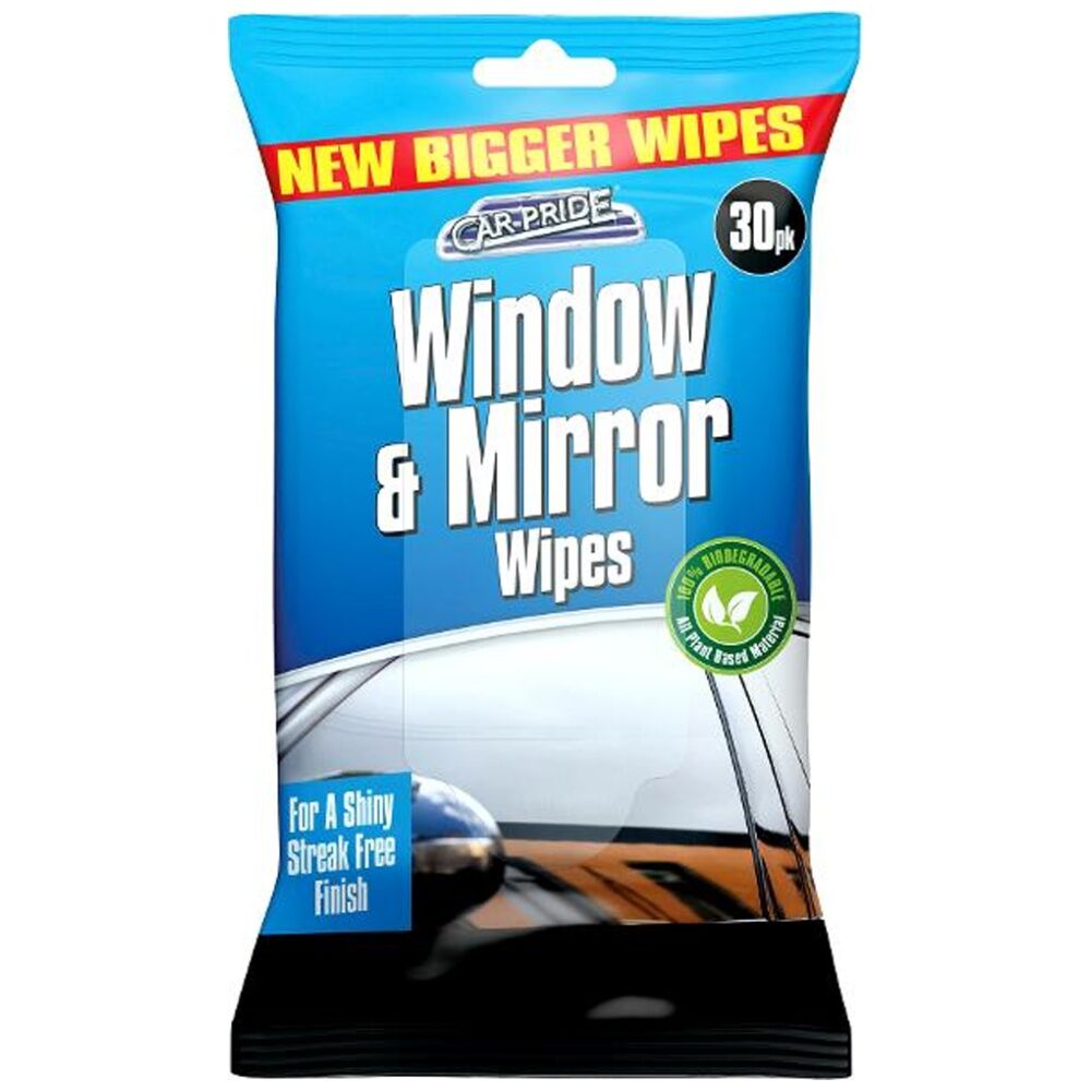 Car Pride Automotive Vehicle Window & Mirror Wipes Cleaning (30 Pieces)