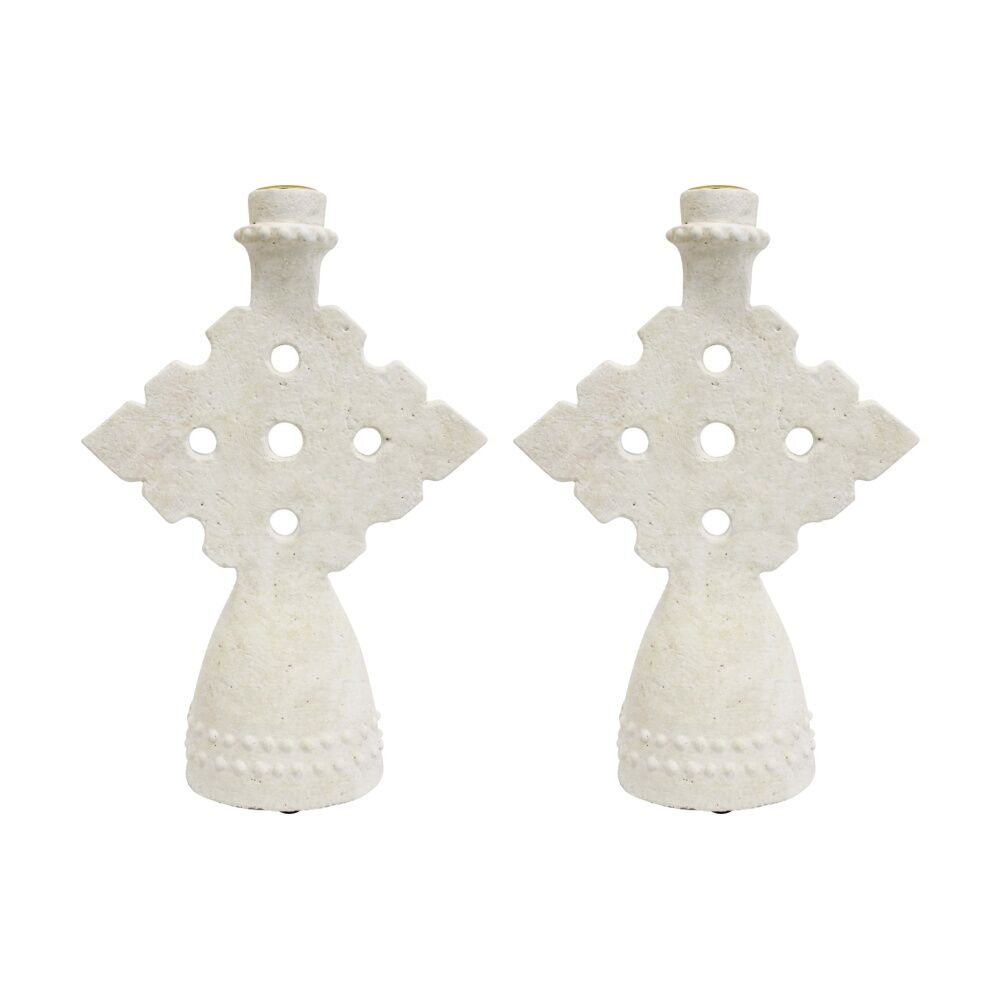 LVD Medium Concrete Mediterranean Geometric Candle Holder 18x6.5x26cm (2 Pack)