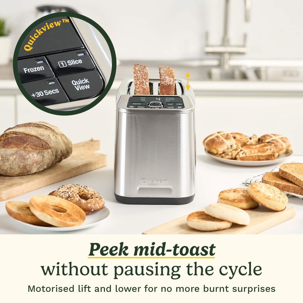 Cuisinart Smart Elite 2 Slice Digital Toaster Stainless Steel - Motorised Lift - Extra-Large Slots - MemorySet For Four Toast Settings - Six Bread — image 7