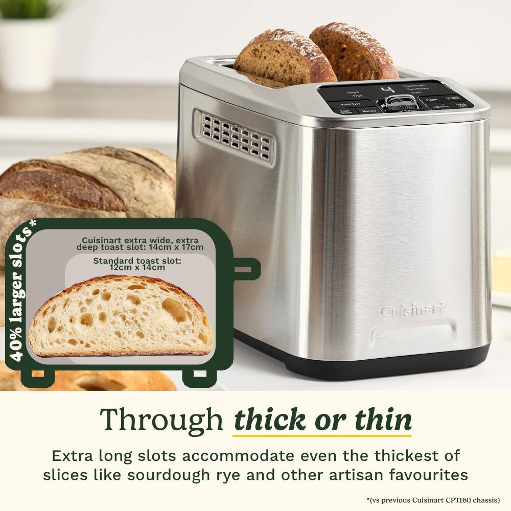 Cuisinart Smart Elite 2 Slice Digital Toaster Stainless Steel - Motorised Lift - Extra-Large Slots - MemorySet For Four Toast Settings - Six Bread — image 3