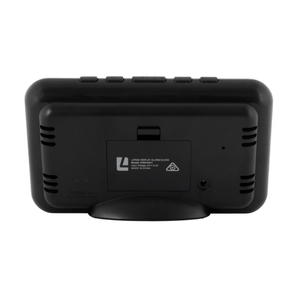 Liquid Ears Large Display Alarm Clock Date USB Battery Power Dimmable Black — image 3