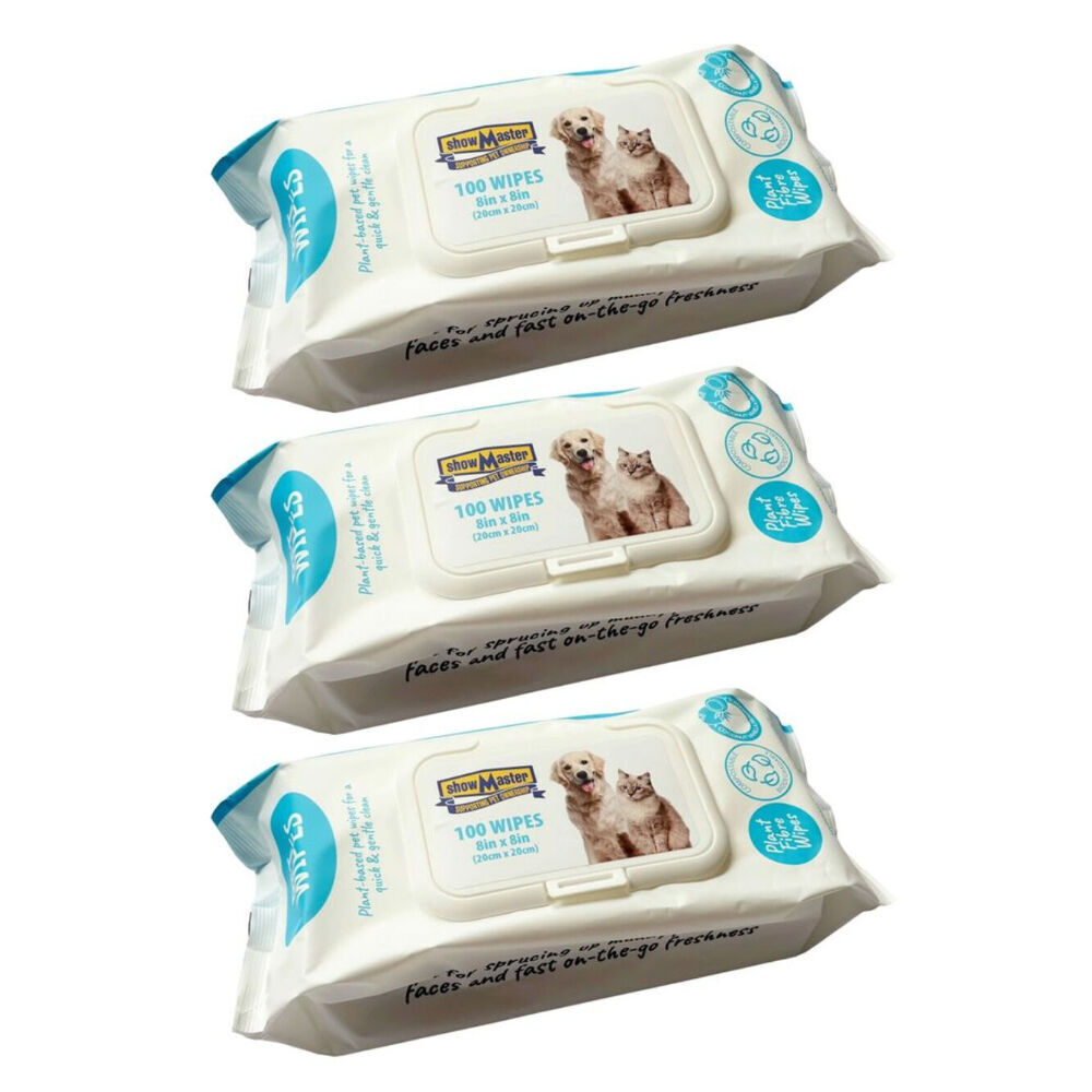 Showmaster 100pc Showmaster Plant-Based Hypoallergenic Dog Cat Pet Wipes Coconut/Vanilla (3 Pack)