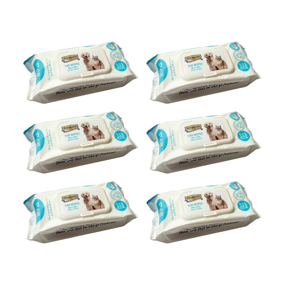 Showmaster 100pc Showmaster Plant-Based Hypoallergenic Dog Cat Pet Wipes Coconut/Vanilla (6 Pack)