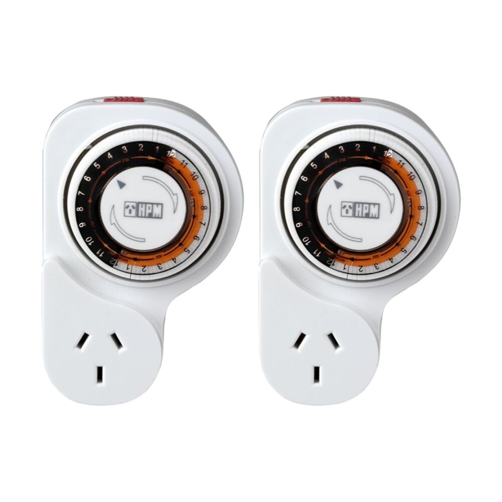 HPM 24 Hour Analogue Timer Electrical HPM Plug-in Security (2 Pack)