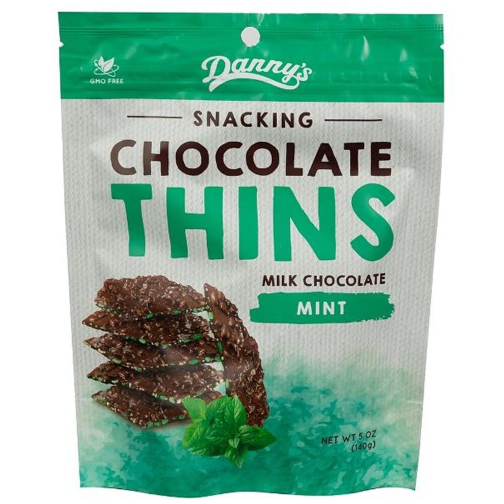 Dannys Danny's Milk Chocolate Snacking Thins Mint Flavour Confectionary 140g