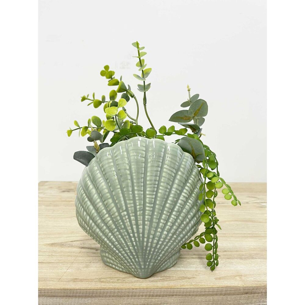 LVD 16x16x9cm Fan Shell Nautical Decorative Ceramic Vase/Planter Home Decor — image 2