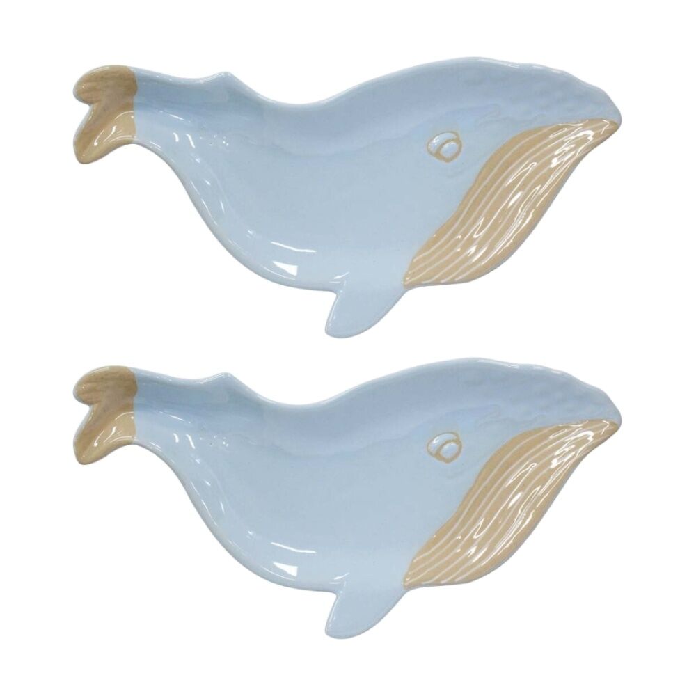 LVD Whale Ceramic Kitchen Dinner Trinket Tray Plate Home Decor 31x15x2cm (2 Pack)