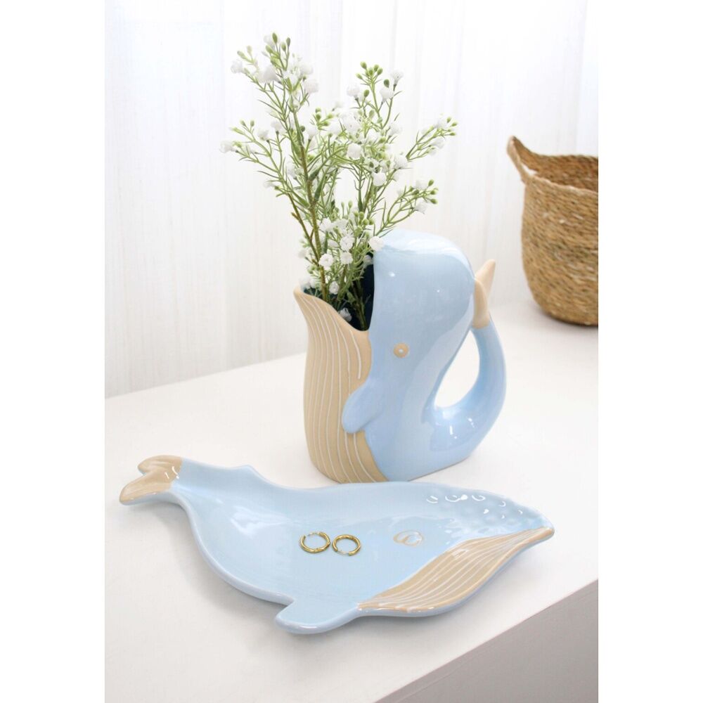 LVD 31x15x2cm Whale Ceramic Kitchen Dinner Trinket Tray Plate Home Decor — image 2