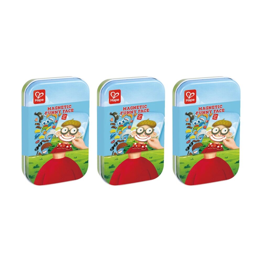 Hape Magnetic Funny Face Wooden Puzzle Toy Game 3y+ Multicolour (3 Pack)