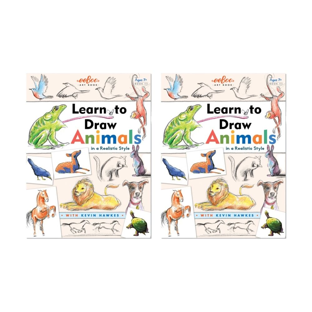 Eeboo Learn To Draw Instructional Animals Art Book 7+ 21.5x28.5cm (2 Pack)