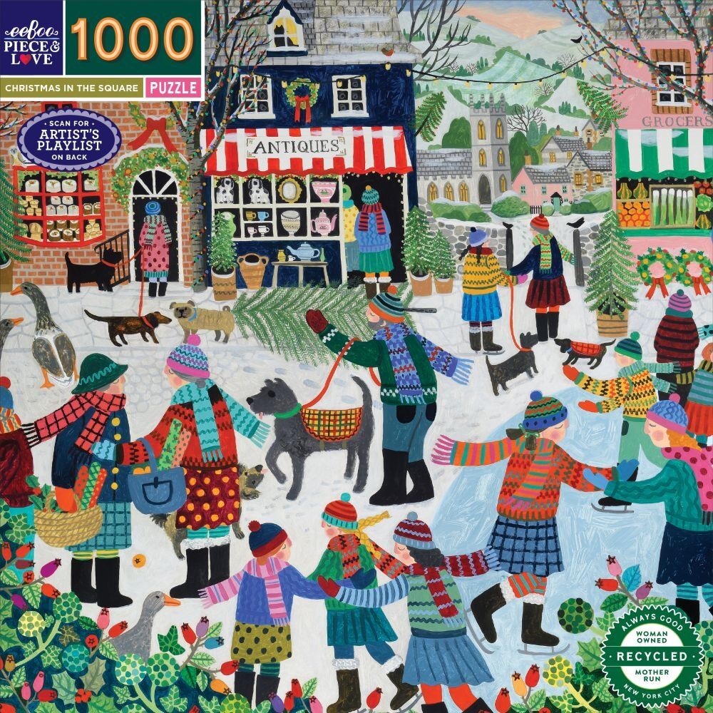 Eeboo Puzzle Christmas in the Square Festive Holiday Scene Set 58x58cm (1000 Pieces) — image 2